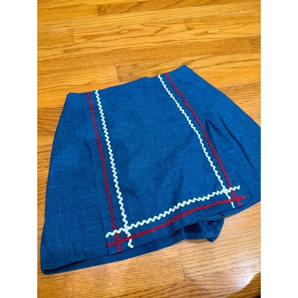 Vtg Union Made Denim Red Blue Skort